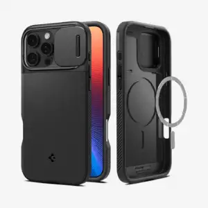 spigen-iphone16promax-optikarmor-black-1 Estuche para iPhone 16 Pro Max - Spigen Optik Armor MagFit